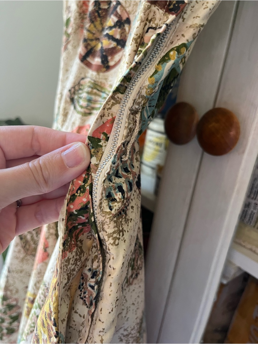 Vintage 50s 60s Kramer Mid Century Sea Shell Novelty Cotton Party Midi Dress S - Picture 7 of 16
